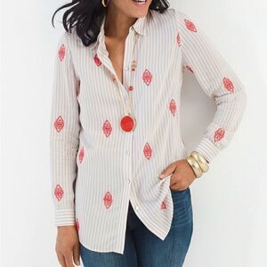 Chico's Medallion Striped Shirt